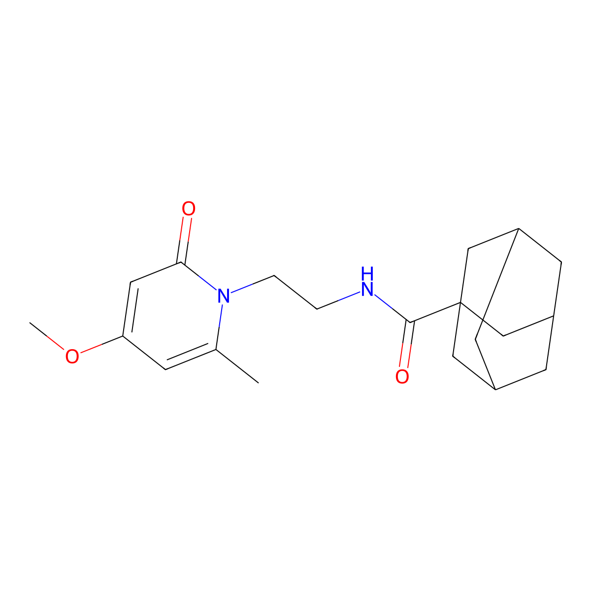 N-[2-(4-methoxy-6-methyl-2-oxo-1,2-dihydropyridin-1-yl)ethyl]adamantane-1-carboxamide molecular structure, CAS 1903046-18-3