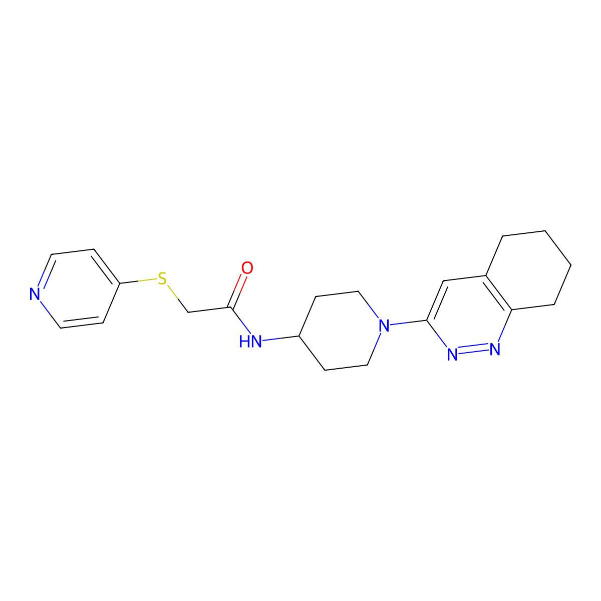 2-(pyridin-4-ylthio)-N-(1-(5,6,7,8-tetrahydrocinnolin-3-yl)piperidin-4-yl)acetamide molecular structure, CAS 1903046-38-7
