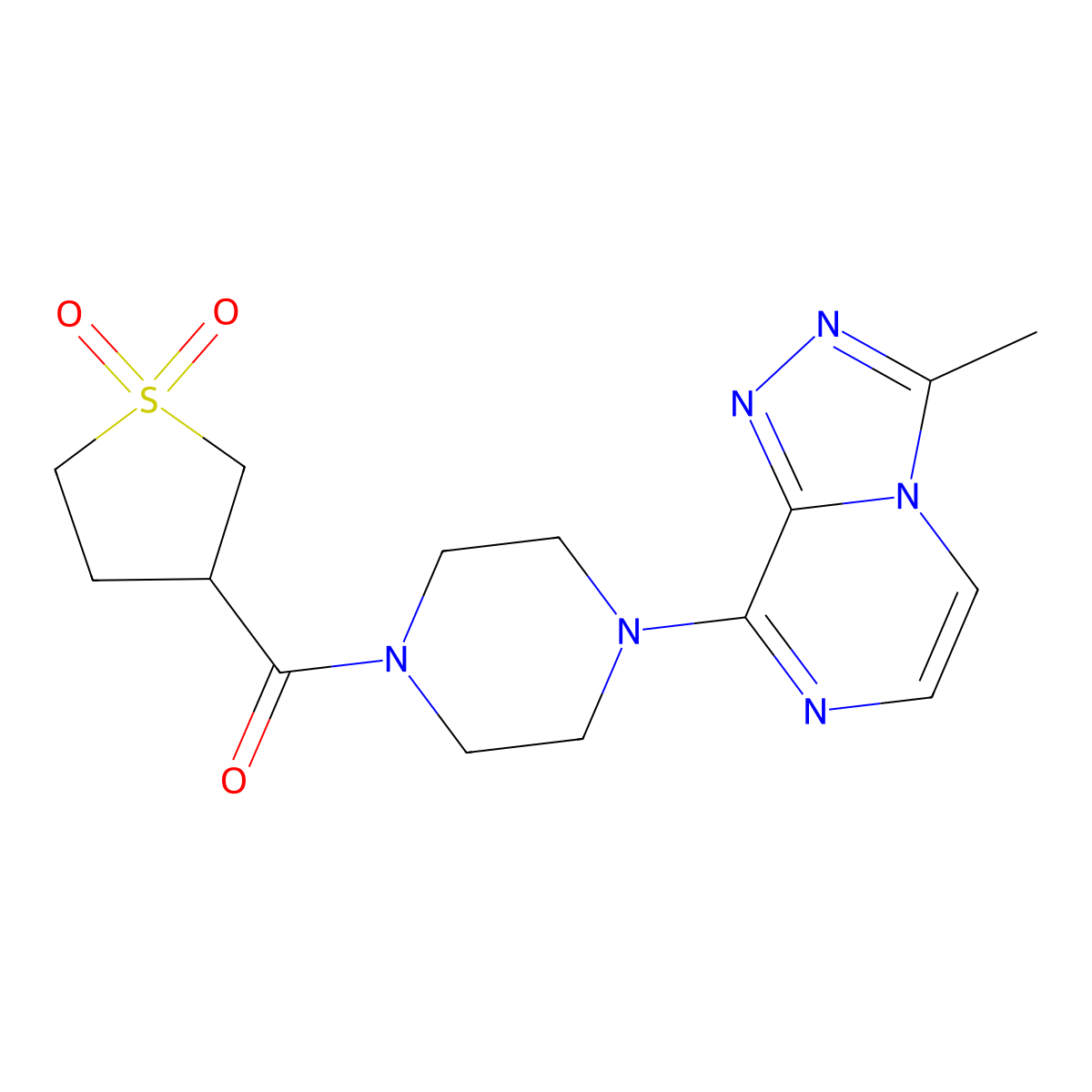 (1,1-Dioxidotetrahydrothiophen-3-yl)(4-(3-methyl-[1,2,4]triazolo[4,3-a]pyrazin-8-yl)piperazin-1-yl)methanone molecular structure, CAS 1903047-23-3