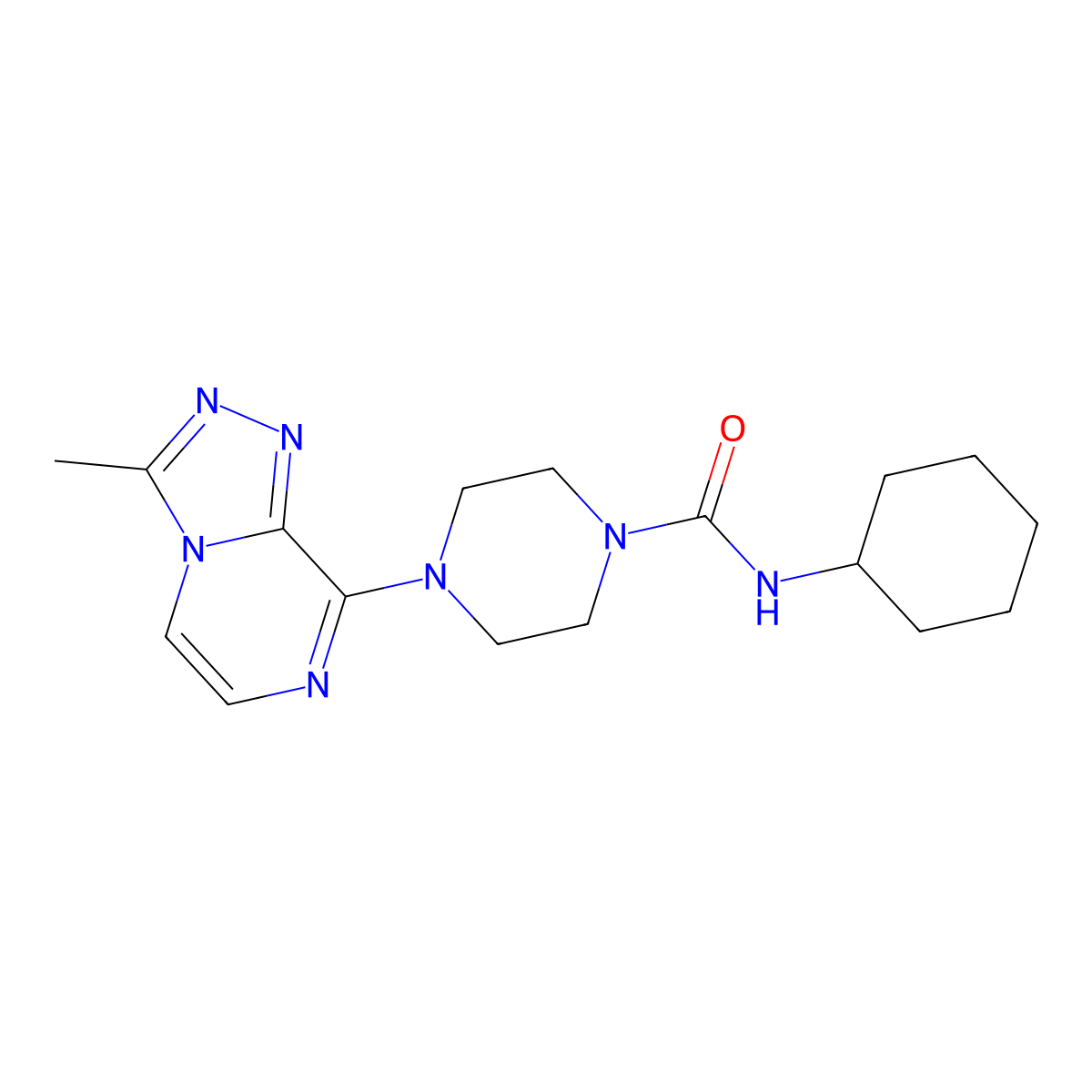 N-cyclohexyl-4-{3-methyl-[1,2,4]triazolo[4,3-a]pyrazin-8-yl}piperazine-1-carboxamide molecular structure, CAS 1903047-52-8