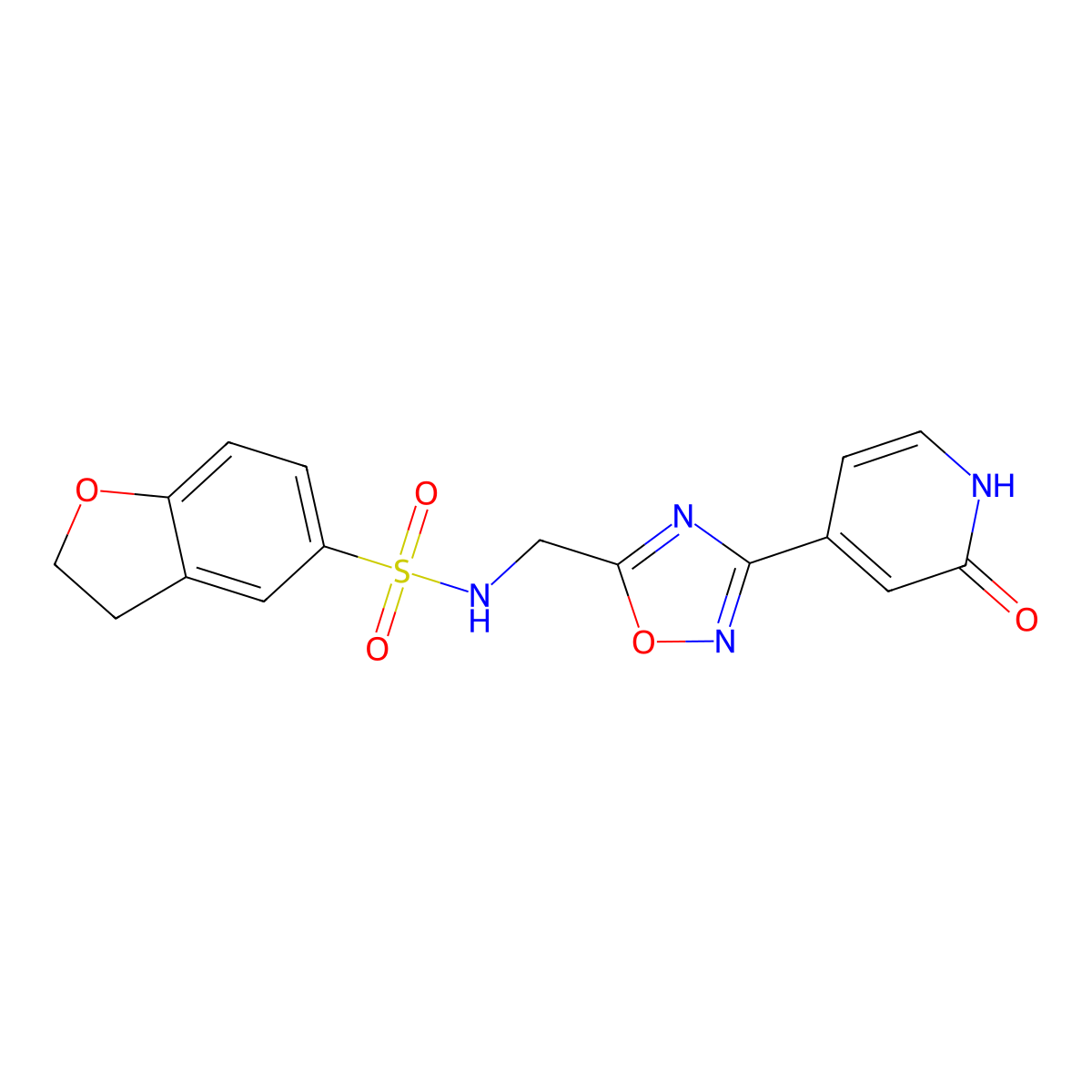 N-((3-(2-oxo-1,2-dihydropyridin-4-yl)-1,2,4-oxadiazol-5-yl)methyl)-2,3-dihydrobenzofuran-5-sulfonamide molecular structure, CAS 1903047-91-5