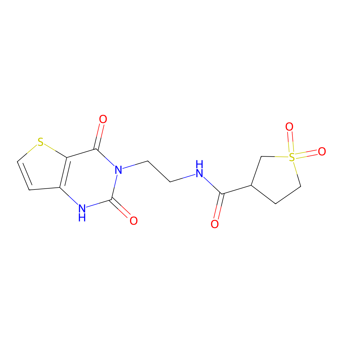 N-(2-(2,4-dioxo-1,2-dihydrothieno[3,2-d]pyrimidin-3(4H)-yl)ethyl)tetrahydrothiophene-3-carboxamide 1,1-dioxide molecular structure, CAS 1903048-54-3
