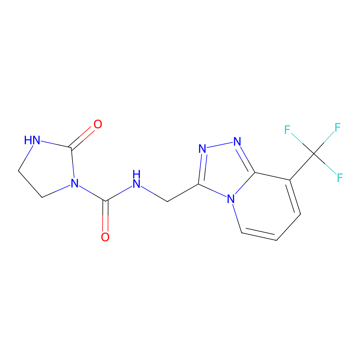 2-oxo-N-((8-(trifluoromethyl)-[1,2,4]triazolo[4,3-a]pyridin-3-yl)methyl)imidazolidine-1-carboxamide molecular structure, CAS 1903049-46-6