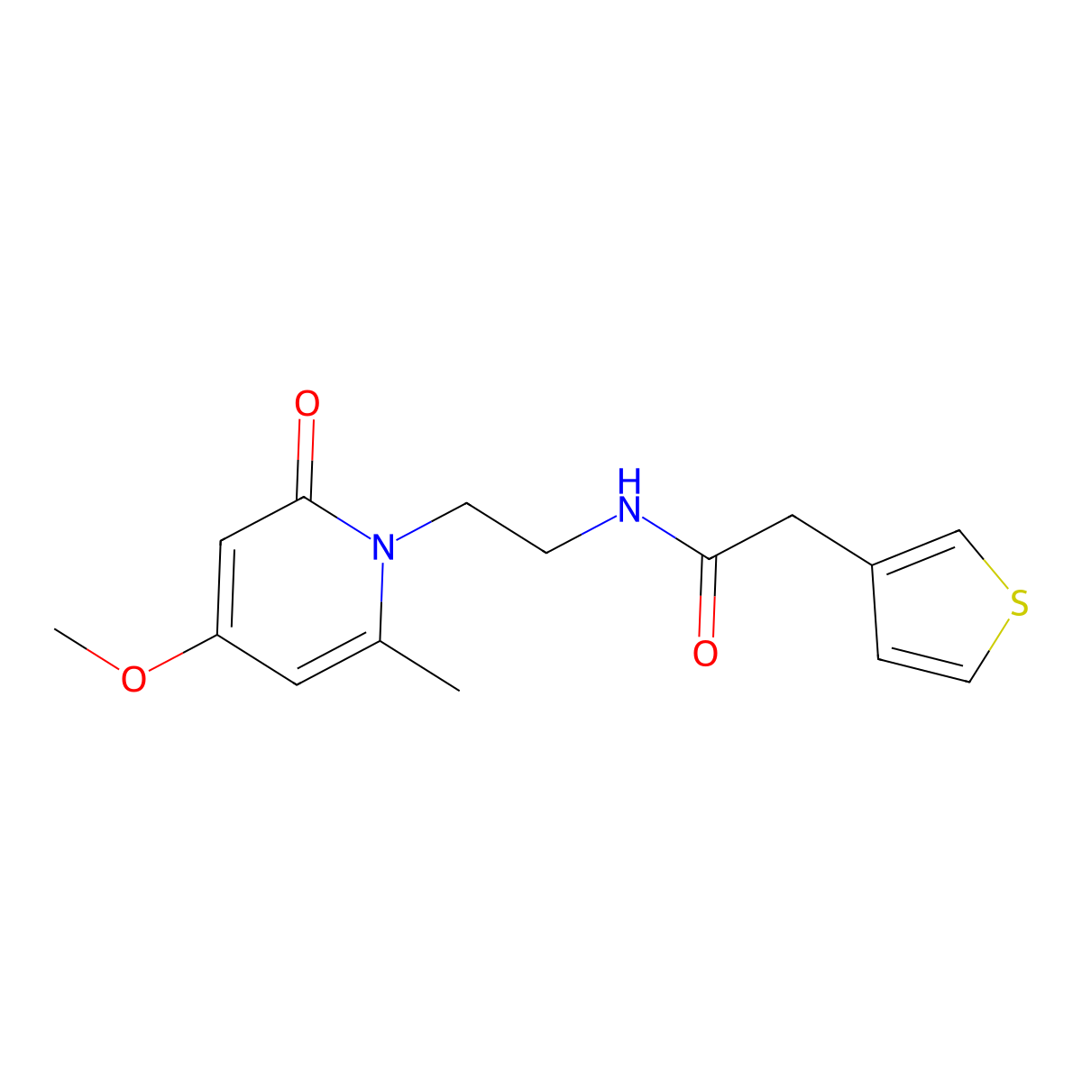 N-(2-(4-methoxy-6-methyl-2-oxopyridin-1(2H)-yl)ethyl)-2-(thiophen-3-yl)acetamide molecular structure, CAS 1903052-69-6