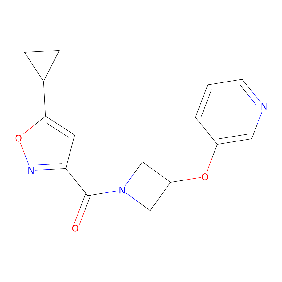 (5-Cyclopropylisoxazol-3-yl)(3-(pyridin-3-yloxy)azetidin-1-yl)methanone molecular structure, CAS 1903057-81-7