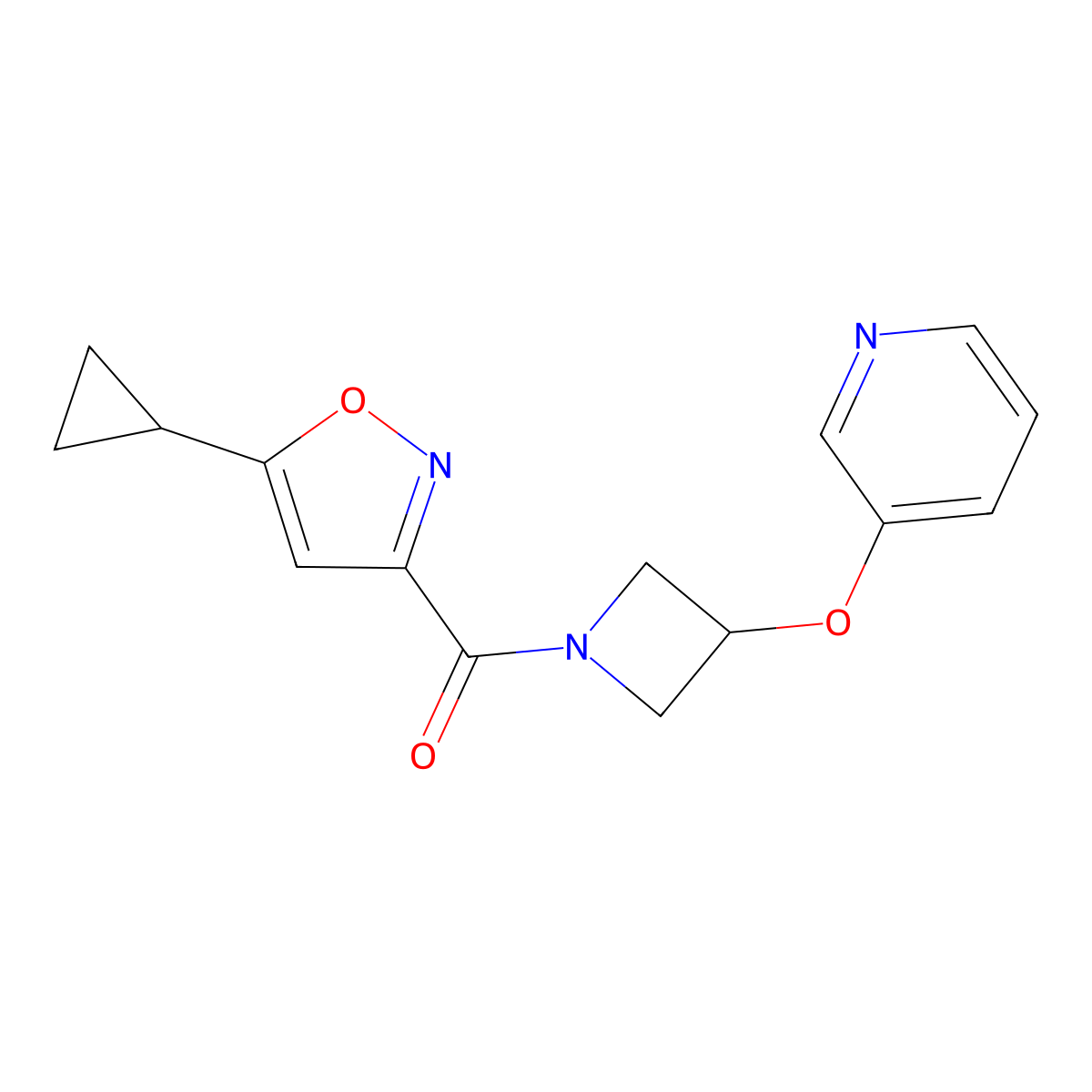 (5-Cyclopropylisoxazol-3-yl)(3-(pyridin-3-yloxy)azetidin-1-yl)methanone molecular structure, CAS 1903057-81-7