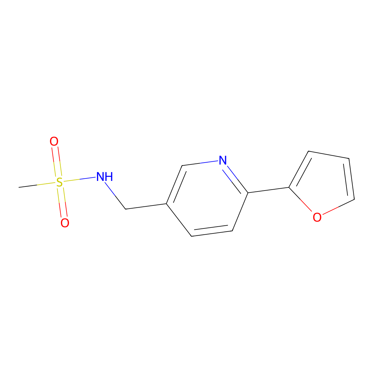 N-((6-(furan-2-yl)pyridin-3-yl)methyl)methanesulfonamide molecular structure, CAS 1903059-56-2