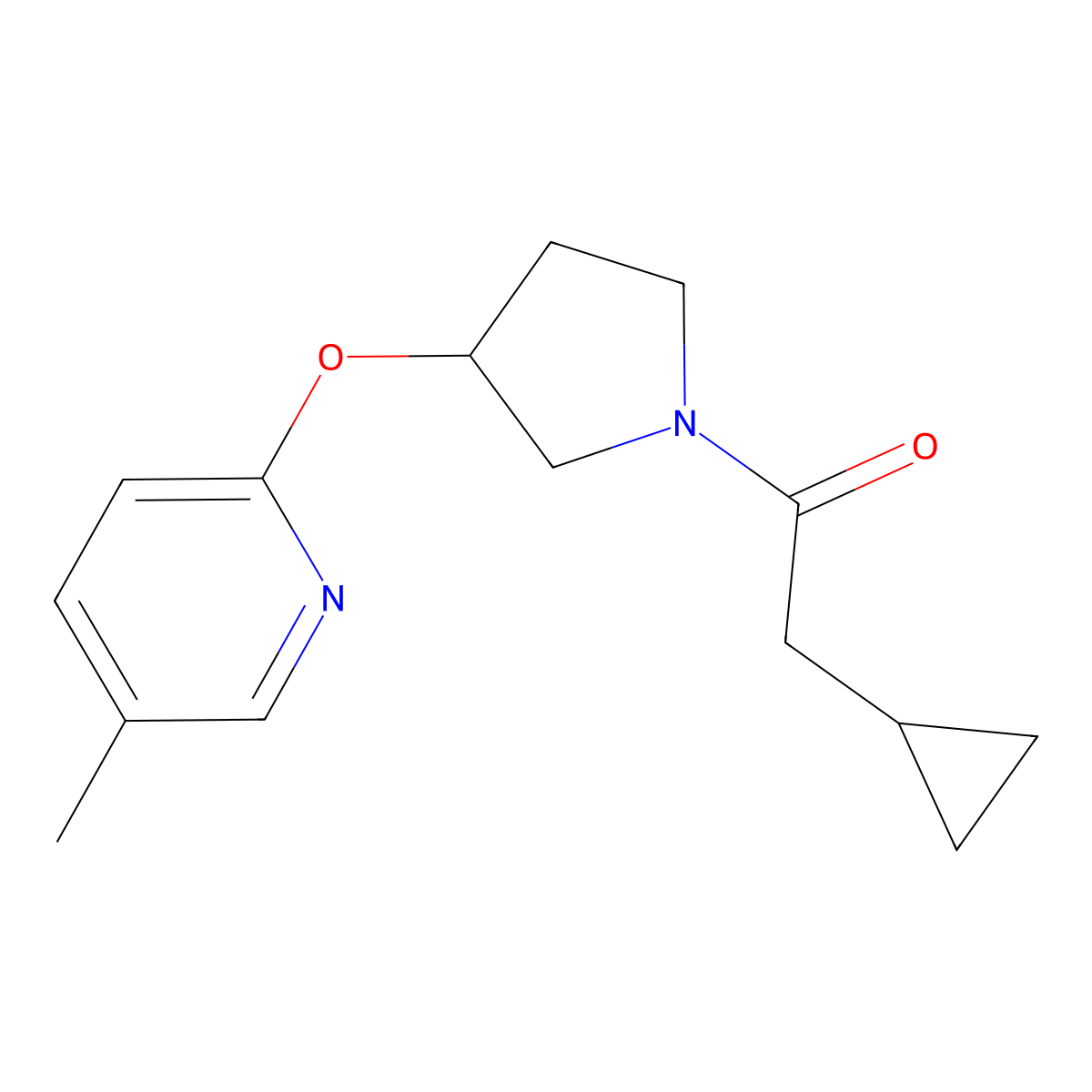 2-Cyclopropyl-1-(3-((5-methylpyridin-2-yl)oxy)pyrrolidin-1-yl)ethanone molecular structure, CAS 1903062-55-4