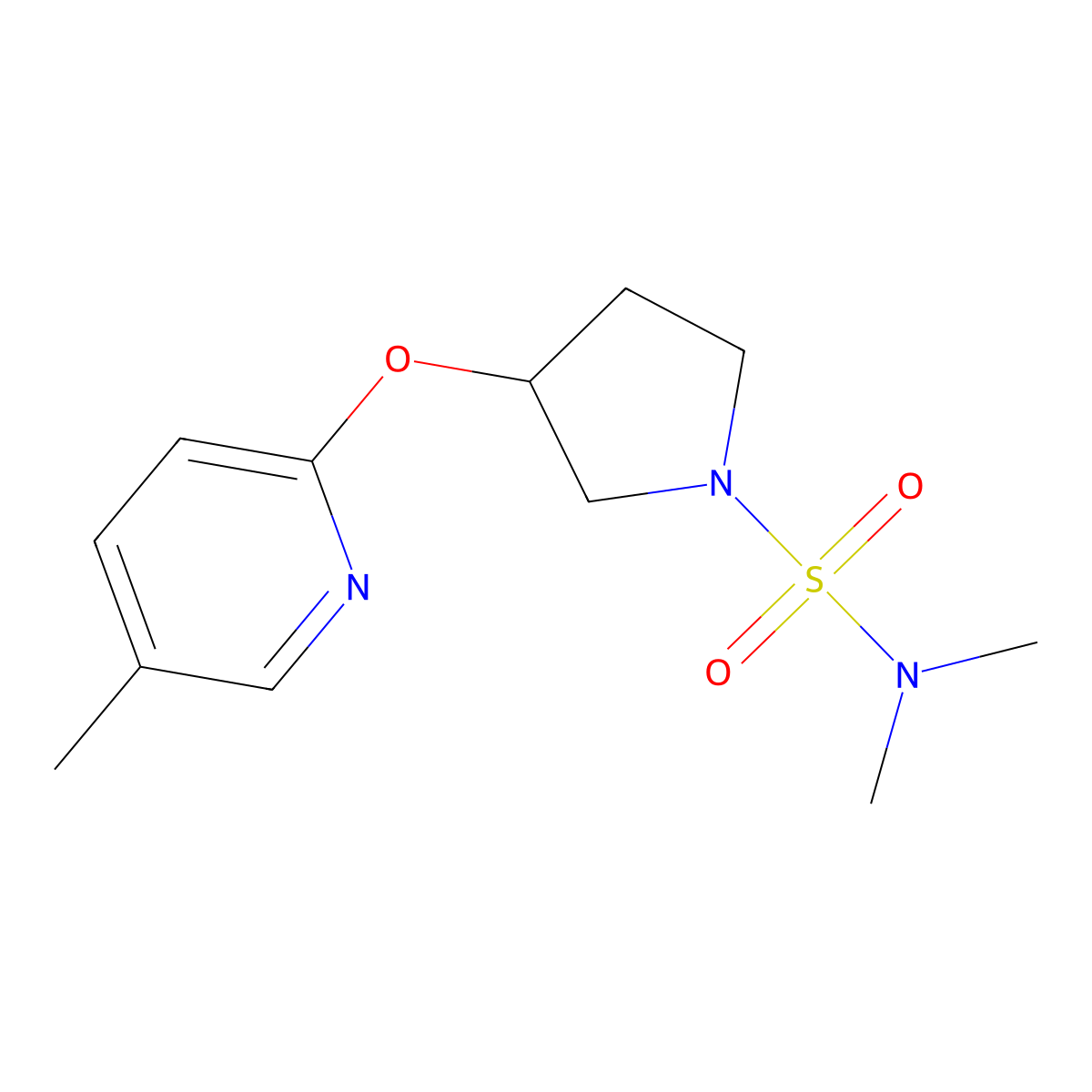 N,N-dimethyl-3-[(5-methylpyridin-2-yl)oxy]pyrrolidine-1-sulfonamide molecular structure, CAS 1903063-37-5