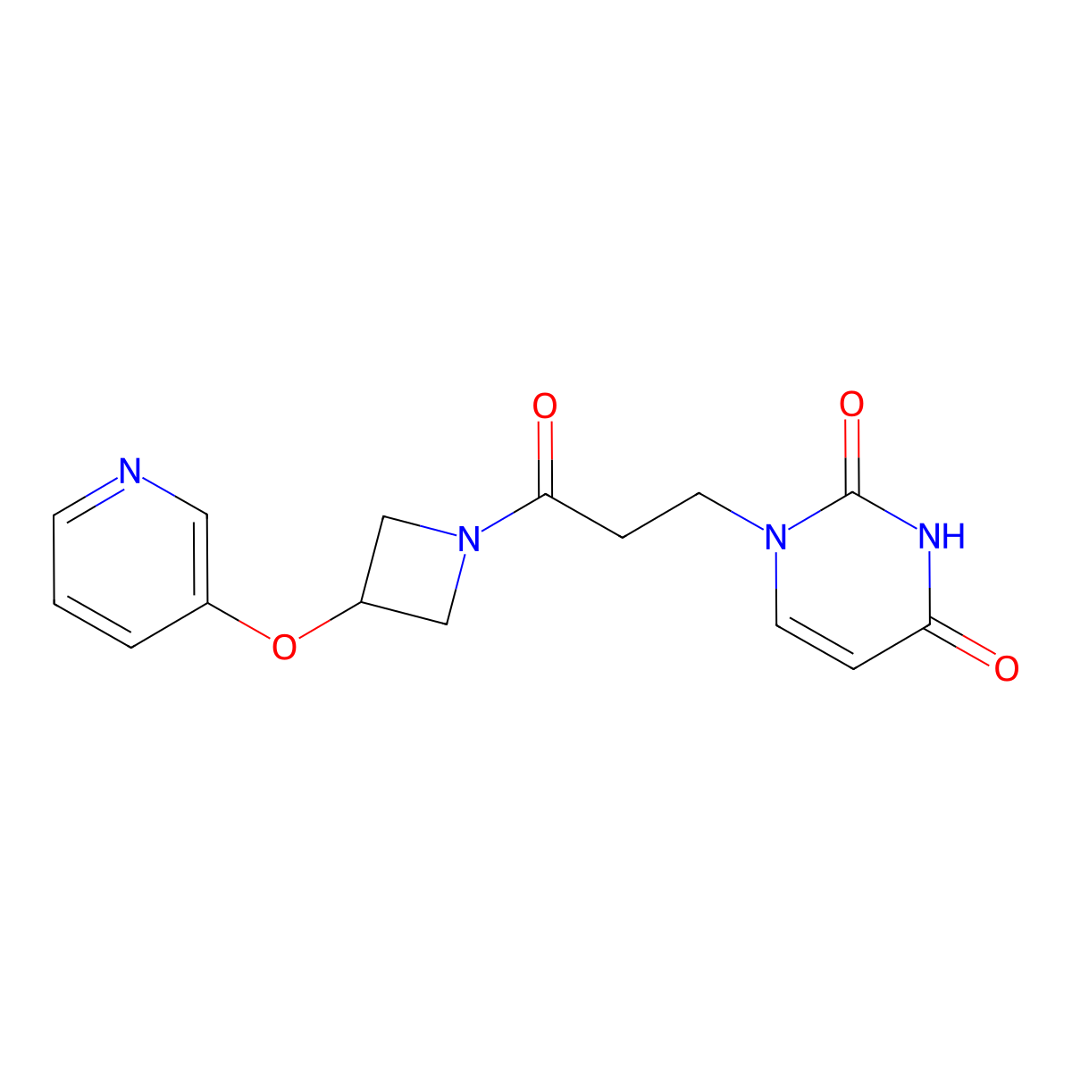 1-{3-Oxo-3-[3-(pyridin-3-yloxy)azetidin-1-yl]propyl}-1,2,3,4-tetrahydropyrimidine-2,4-dione molecular structure, CAS 1903065-90-6