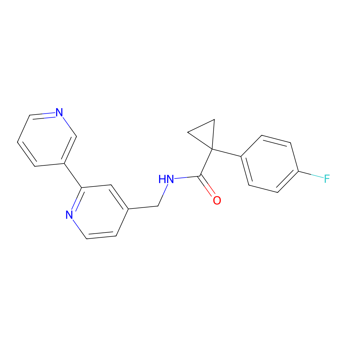 N-({[2,3'-bipyridine]-4-yl}methyl)-1-(4-fluorophenyl)cyclopropane-1-carboxamide molecular structure, CAS 1903071-16-8