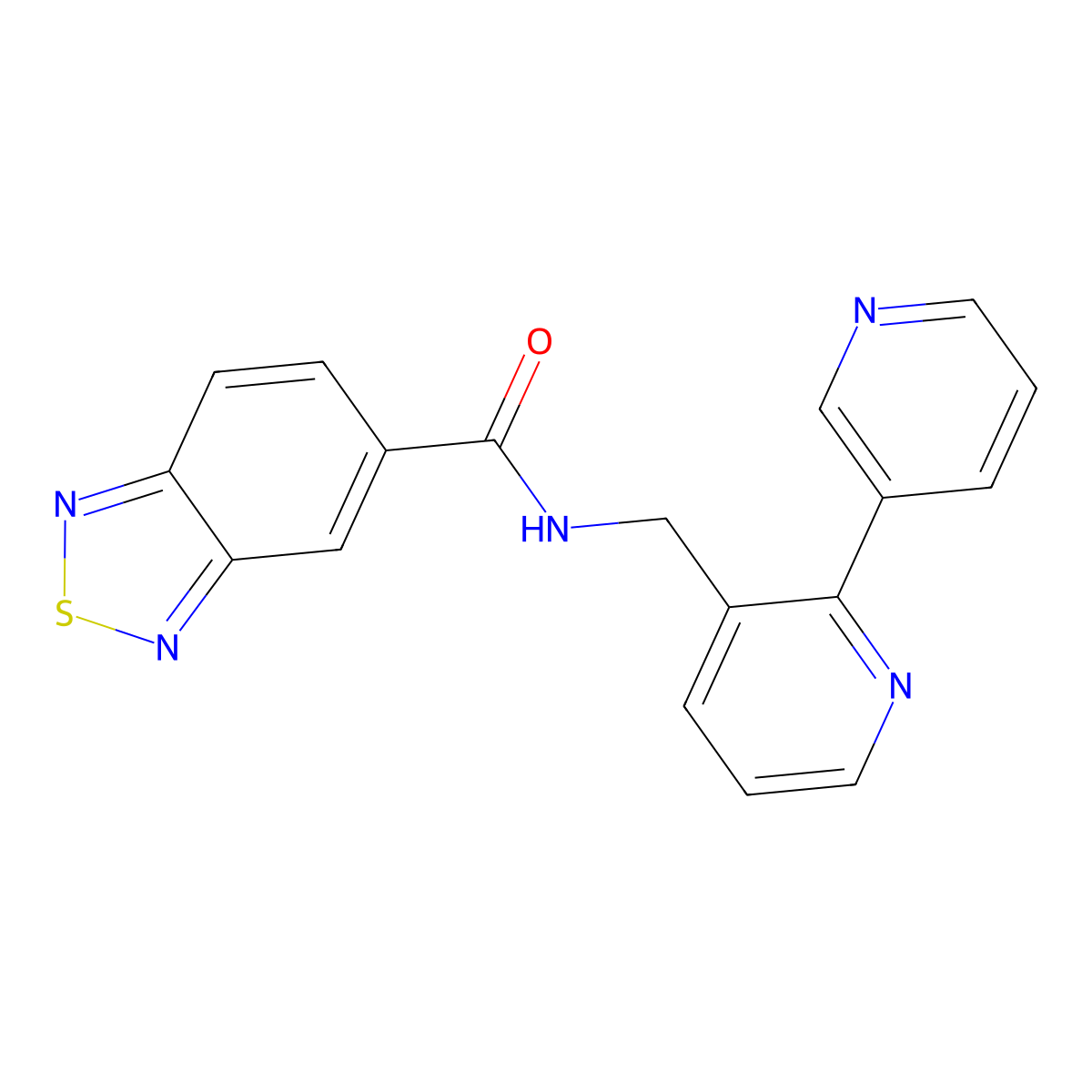 N-({[2,3'-bipyridine]-3-yl}methyl)-2,1,3-benzothiadiazole-5-carboxamide molecular structure, CAS 1903074-32-7