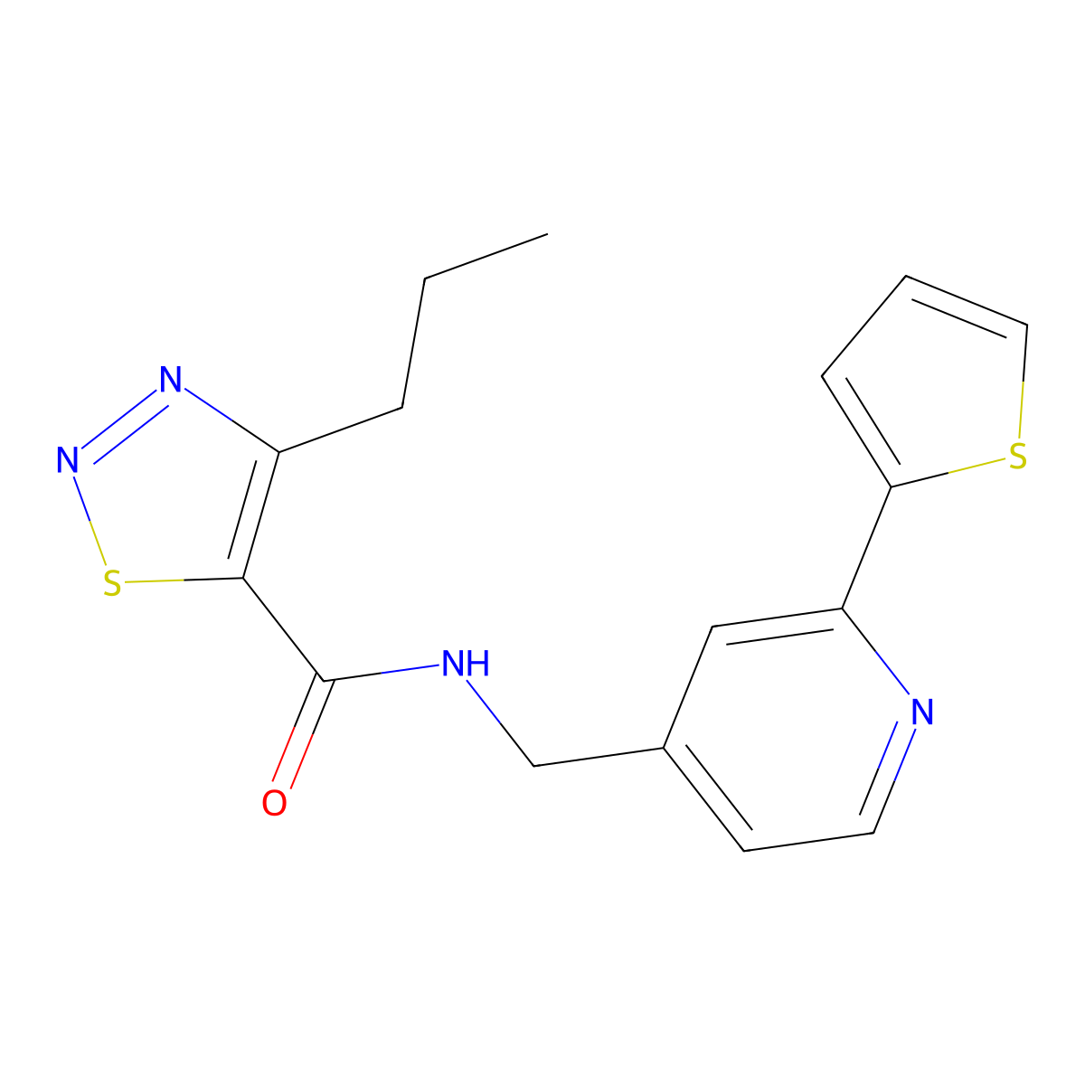 4-propyl-N-{[2-(thiophen-2-yl)pyridin-4-yl]methyl}-1,2,3-thiadiazole-5-carboxamide molecular structure, CAS 1903079-02-6