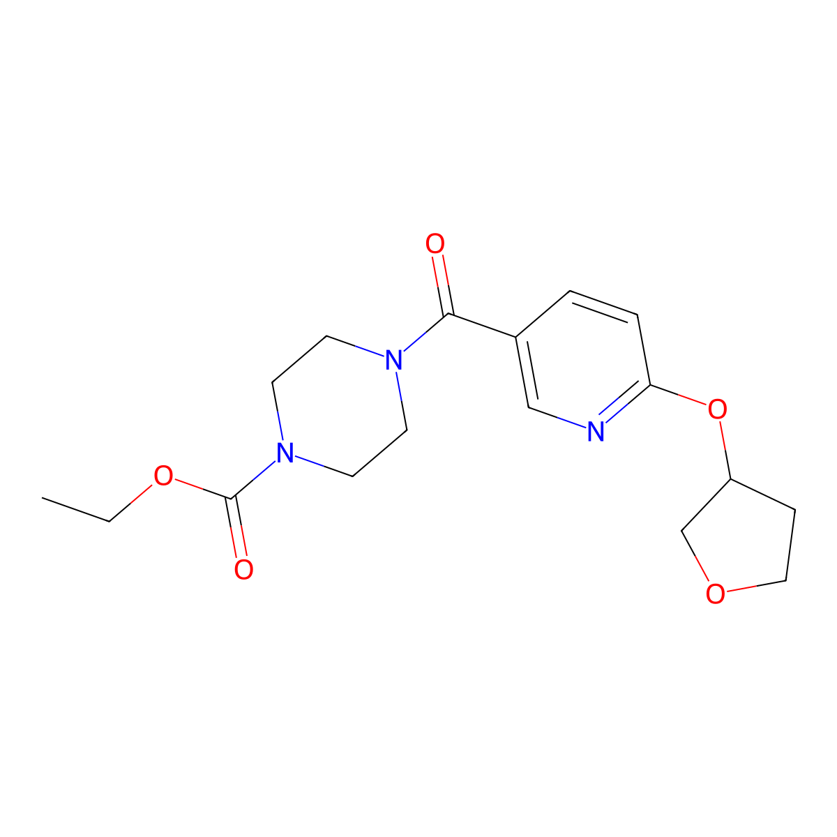 Ethyl 4-(6-((tetrahydrofuran-3-yl)oxy)nicotinoyl)piperazine-1-carboxylate molecular structure, CAS 1903084-71-8