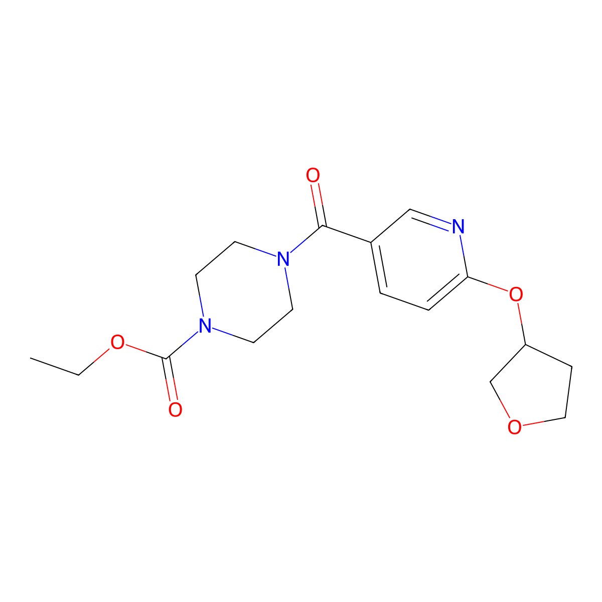 Ethyl 4-(6-((tetrahydrofuran-3-yl)oxy)nicotinoyl)piperazine-1-carboxylate molecular structure, CAS 1903084-71-8