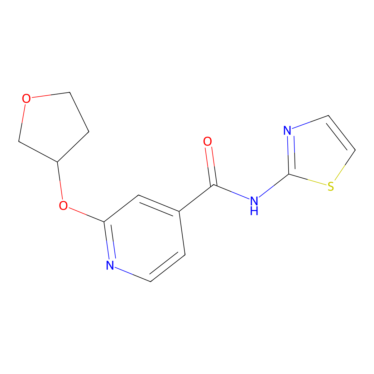 2-((tetrahydrofuran-3-yl)oxy)-N-(thiazol-2-yl)isonicotinamide molecular structure, CAS 1903085-74-4