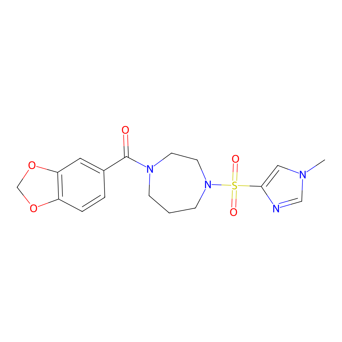 benzo[d][1,3]dioxol-5-yl(4-((1-methyl-1H-imidazol-4-yl)sulfonyl)-1,4-diazepan-1-yl)methanone molecular structure, CAS 1903093-09-3