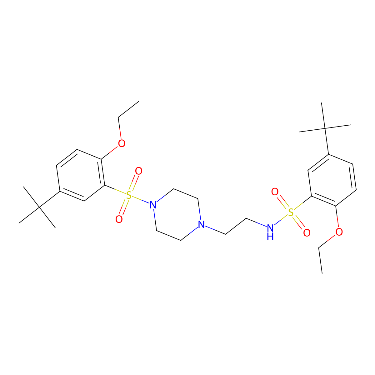 5-tert-butyl-N-{2-[4-(5-tert-butyl-2-ethoxybenzenesulfonyl)piperazin-1-yl]ethyl}-2-ethoxybenzene-1-sulfonamide molecular structure, CAS 1903095-28-2