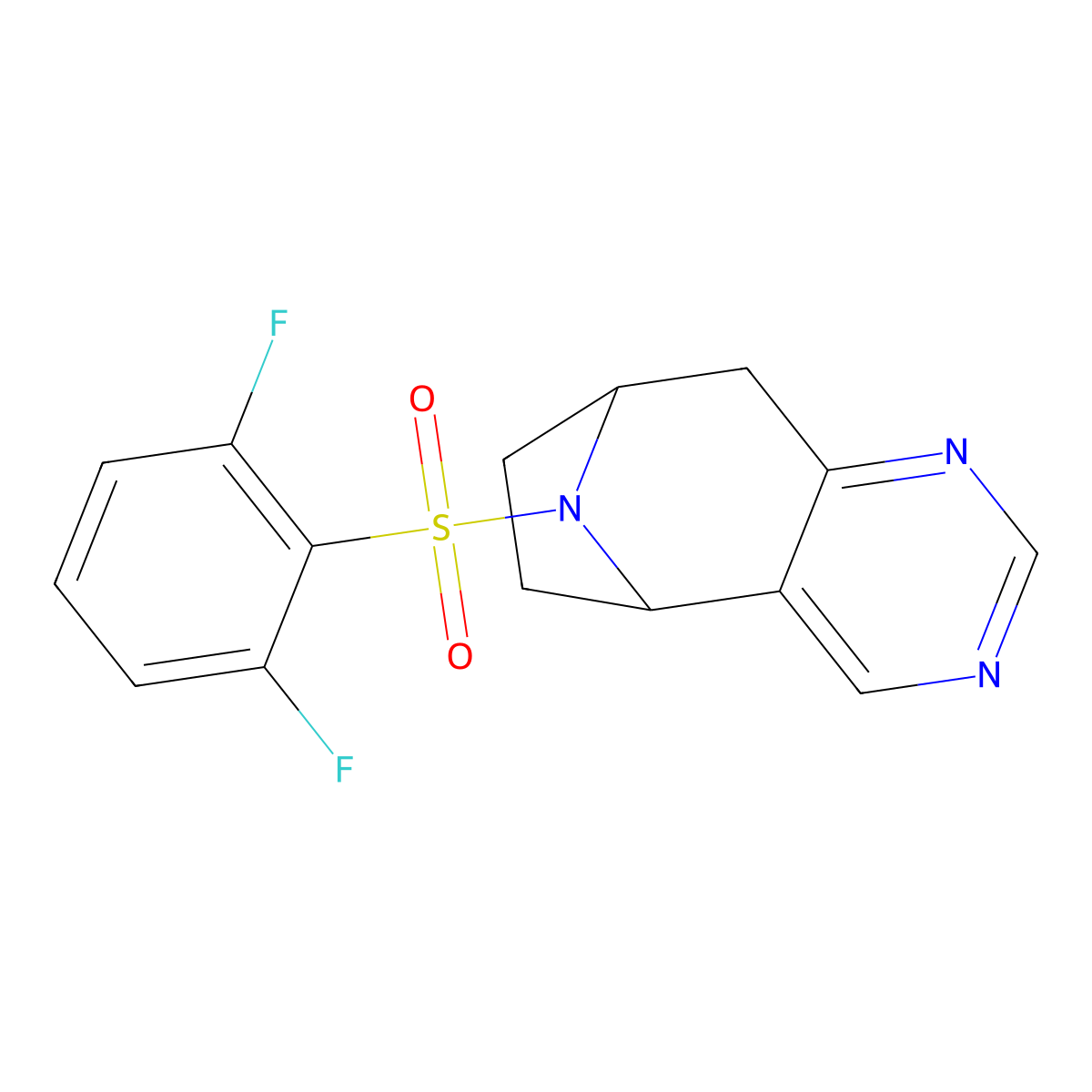 (5R,8S)-10-((2,6-difluorophenyl)sulfonyl)-6,7,8,9-tetrahydro-5H-5,8-epiminocyclohepta[d]pyrimidine molecular structure, CAS 1903109-23-8