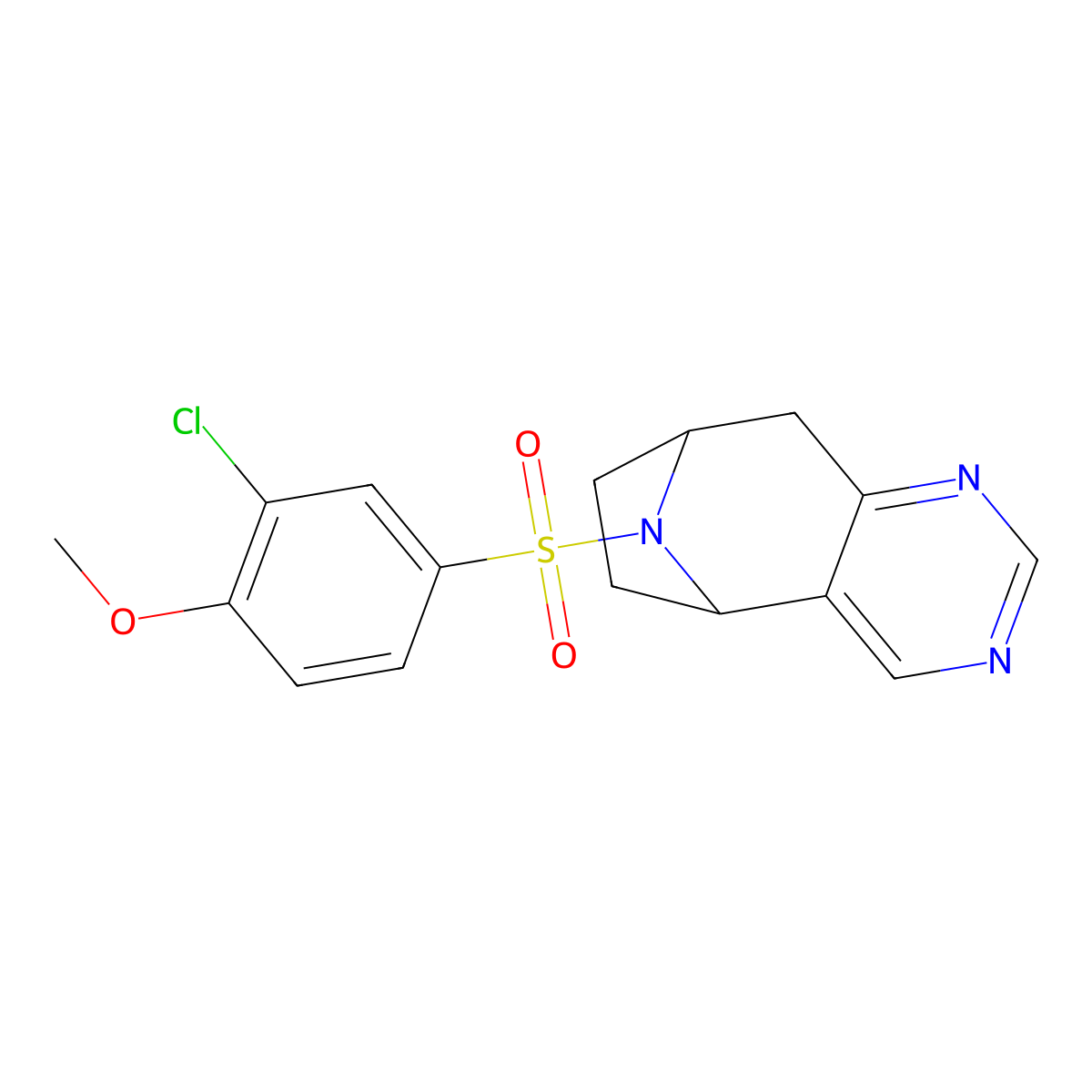 (5R,8S)-10-((3-chloro-4-methoxyphenyl)sulfonyl)-6,7,8,9-tetrahydro-5H-5,8-epiminocyclohepta[d]pyrimidine molecular structure, CAS 1903109-41-0