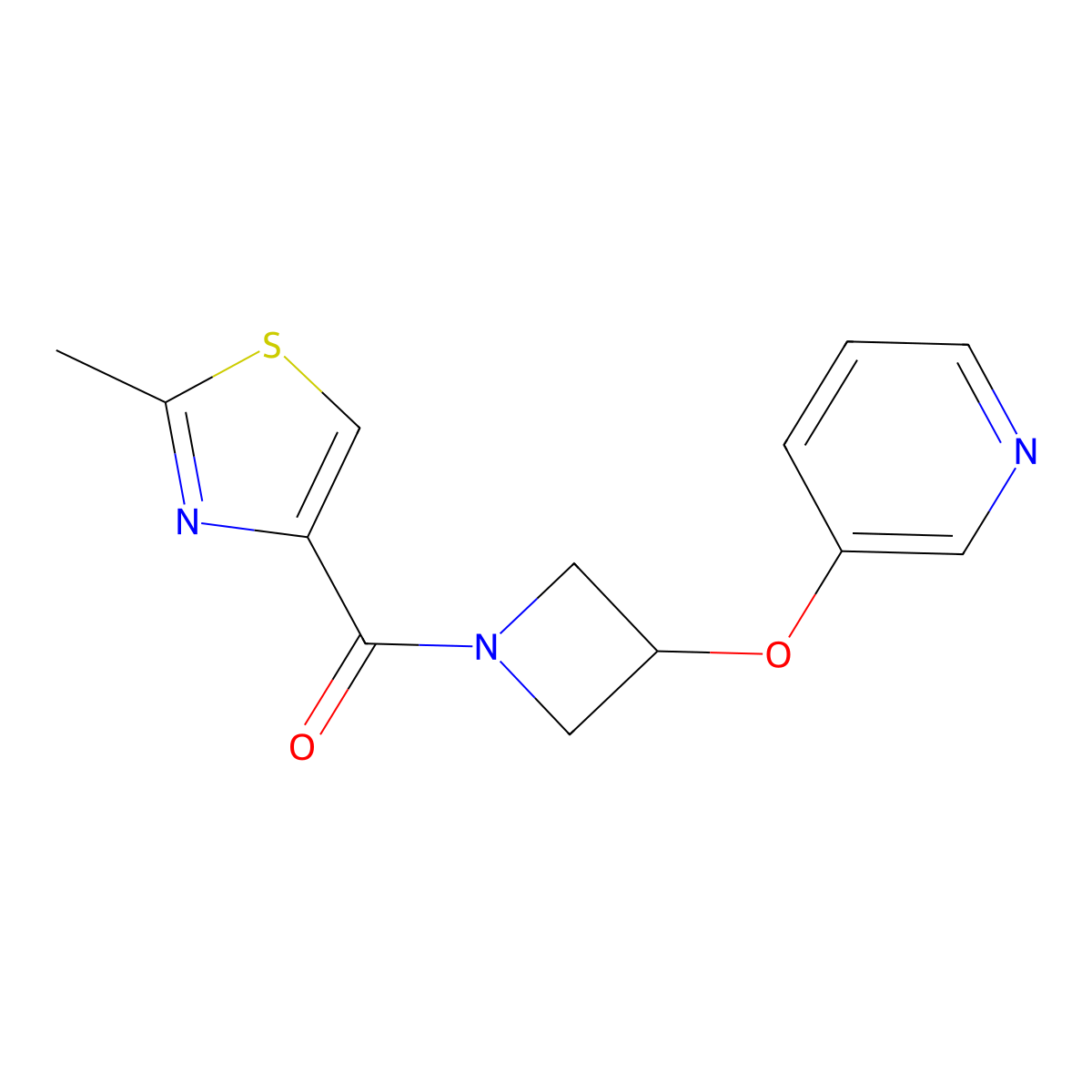 (2-Methylthiazol-4-yl)(3-(pyridin-3-yloxy)azetidin-1-yl)methanone molecular structure, CAS 1903113-25-6