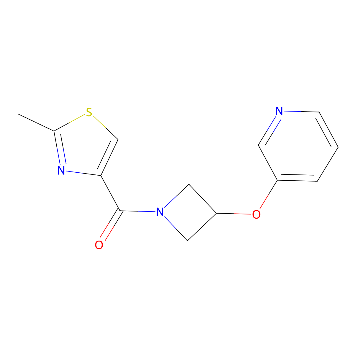 (2-Methylthiazol-4-yl)(3-(pyridin-3-yloxy)azetidin-1-yl)methanone molecular structure, CAS 1903113-25-6