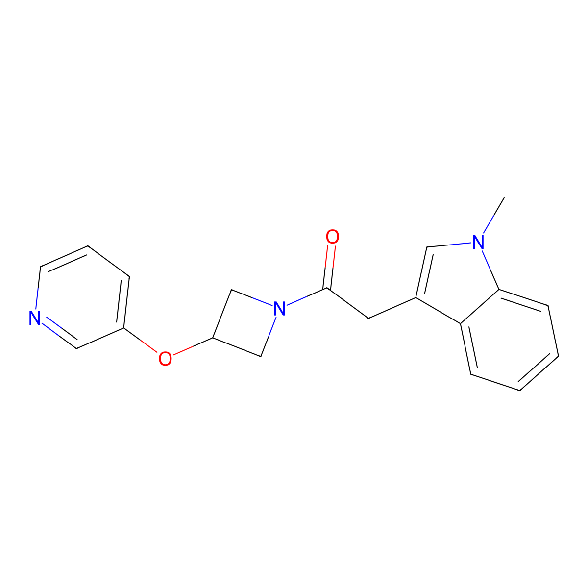 2-(1-methyl-1H-indol-3-yl)-1-(3-(pyridin-3-yloxy)azetidin-1-yl)ethanone molecular structure, CAS 1903113-44-9