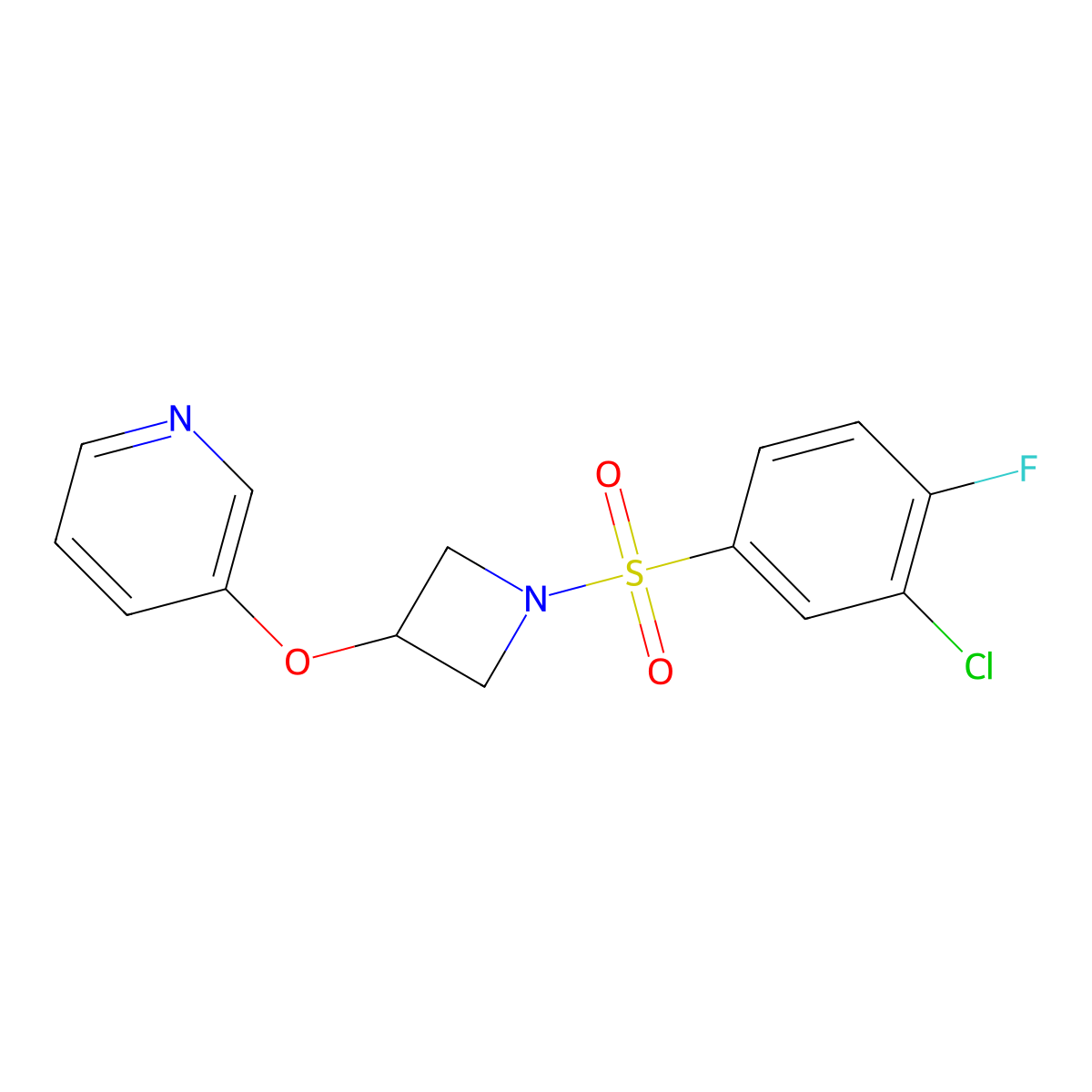 3-((1-((3-Chloro-4-fluorophenyl)sulfonyl)azetidin-3-yl)oxy)pyridine molecular structure, CAS 1903114-83-9