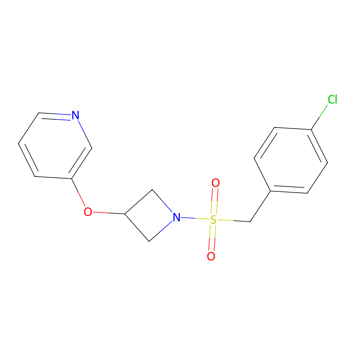 3-((1-((4-Chlorobenzyl)sulfonyl)azetidin-3-yl)oxy)pyridine molecular structure, CAS 1903115-49-0