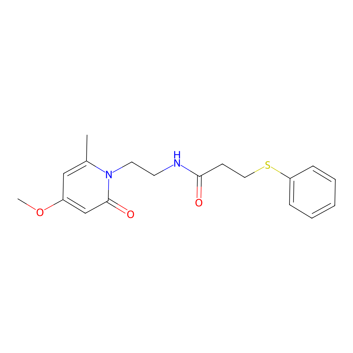 N-(2-(4-methoxy-6-methyl-2-oxopyridin-1(2H)-yl)ethyl)-3-(phenylthio)propanamide molecular structure, CAS 1903116-31-3