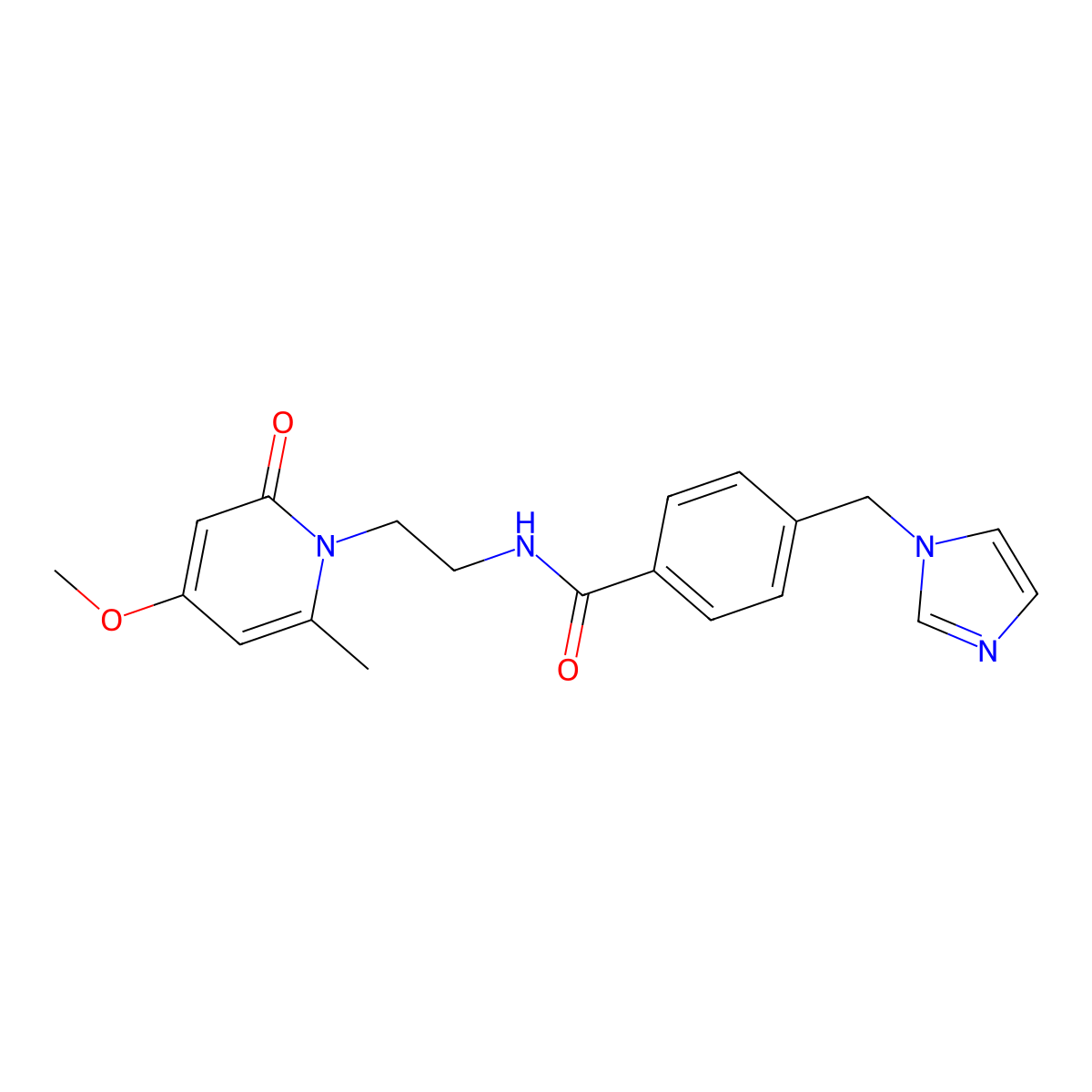 4-((1H-imidazol-1-yl)methyl)-N-(2-(4-methoxy-6-methyl-2-oxopyridin-1(2H)-yl)ethyl)benzamide molecular structure, CAS 1903116-74-4