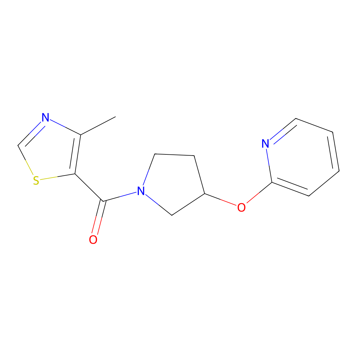(4-Methylthiazol-5-yl)(3-(pyridin-2-yloxy)pyrrolidin-1-yl)methanone molecular structure, CAS 1903118-42-2