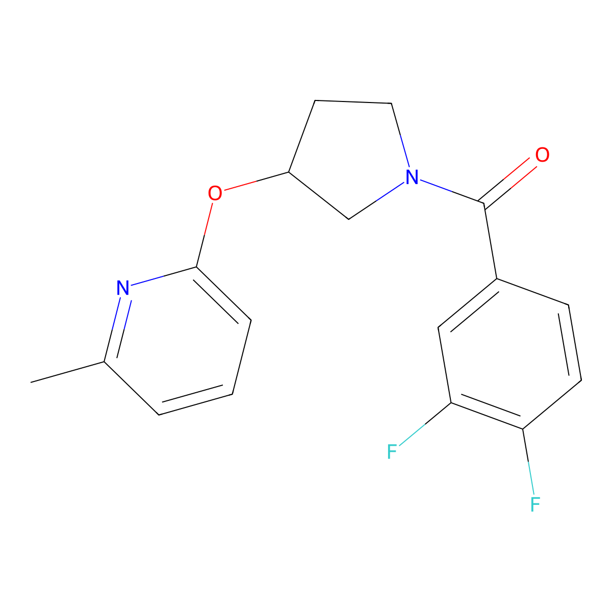 (3,4-Difluorophenyl)(3-((6-methylpyridin-2-yl)oxy)pyrrolidin-1-yl)methanone molecular structure, CAS 1903119-52-7