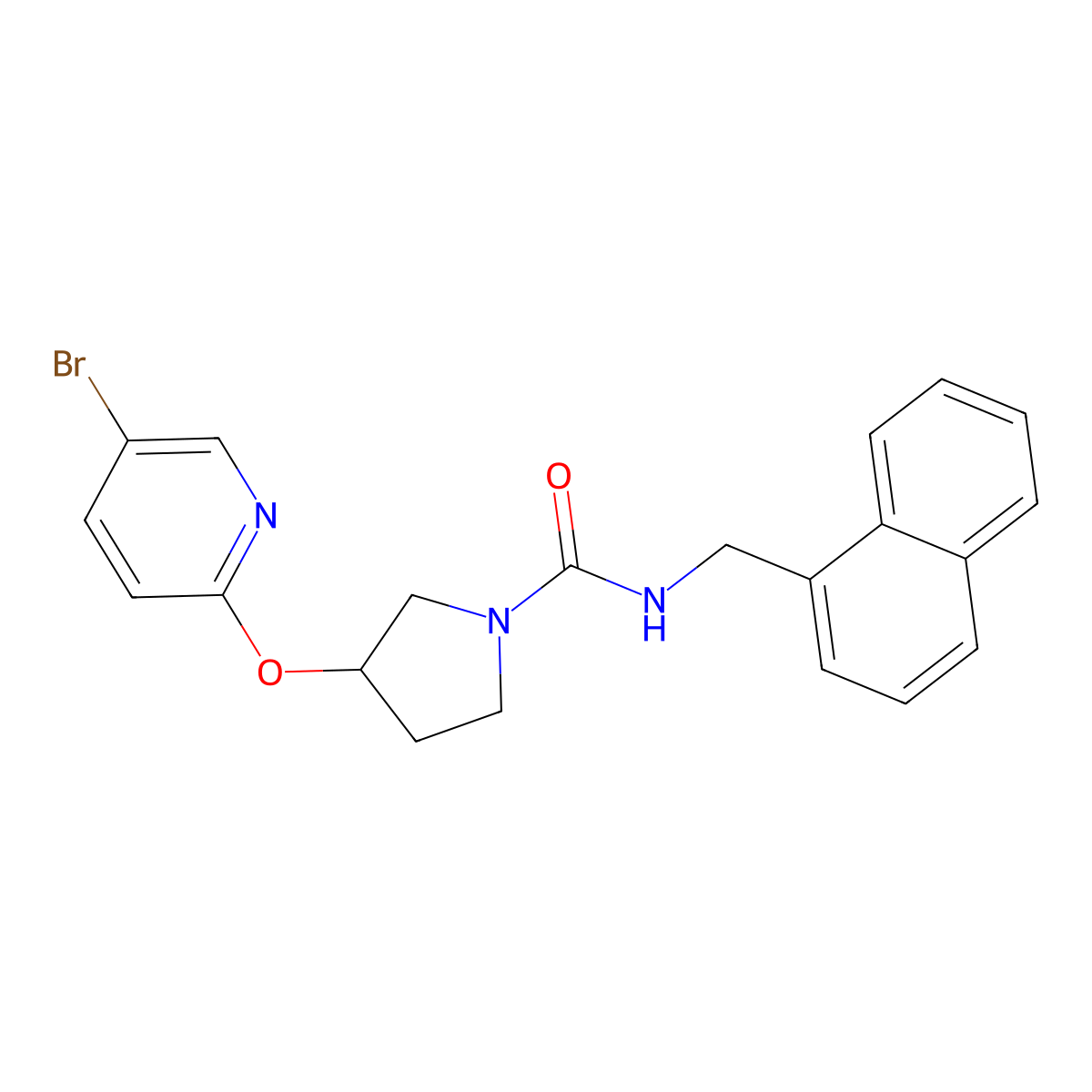 3-((5-bromopyridin-2-yl)oxy)-N-(naphthalen-1-ylmethyl)pyrrolidine-1-carboxamide molecular structure, CAS 1903122-42-8