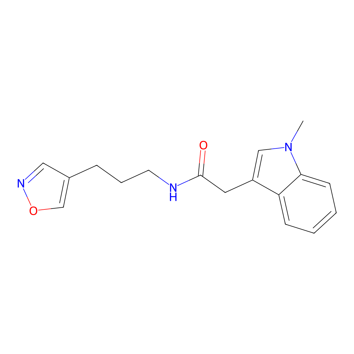 N-(3-(isoxazol-4-yl)propyl)-2-(1-methyl-1H-indol-3-yl)acetamide molecular structure, CAS 1903122-57-5