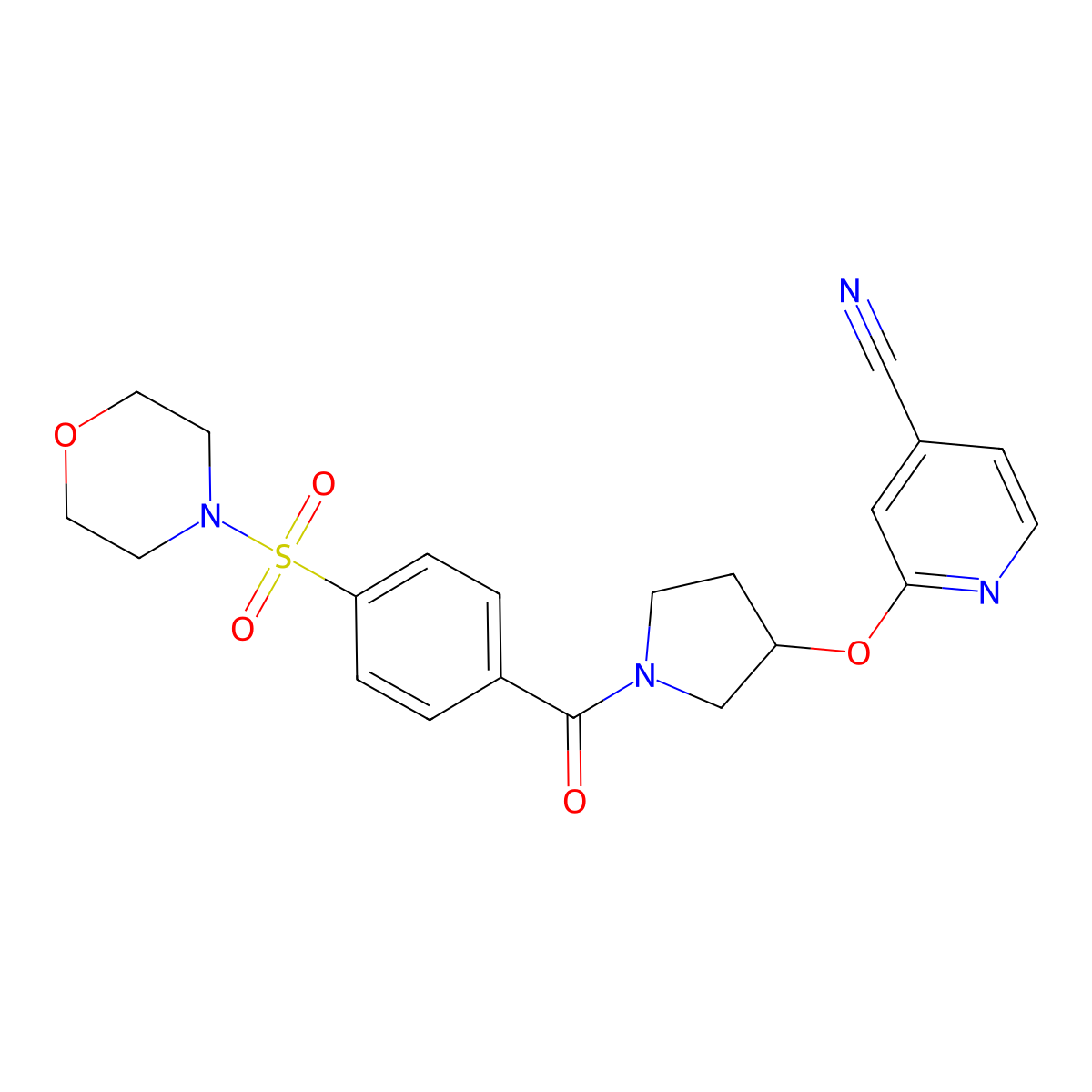 2-((1-(4-(Morpholinosulfonyl)benzoyl)pyrrolidin-3-yl)oxy)isonicotinonitrile molecular structure, CAS 1903123-06-7