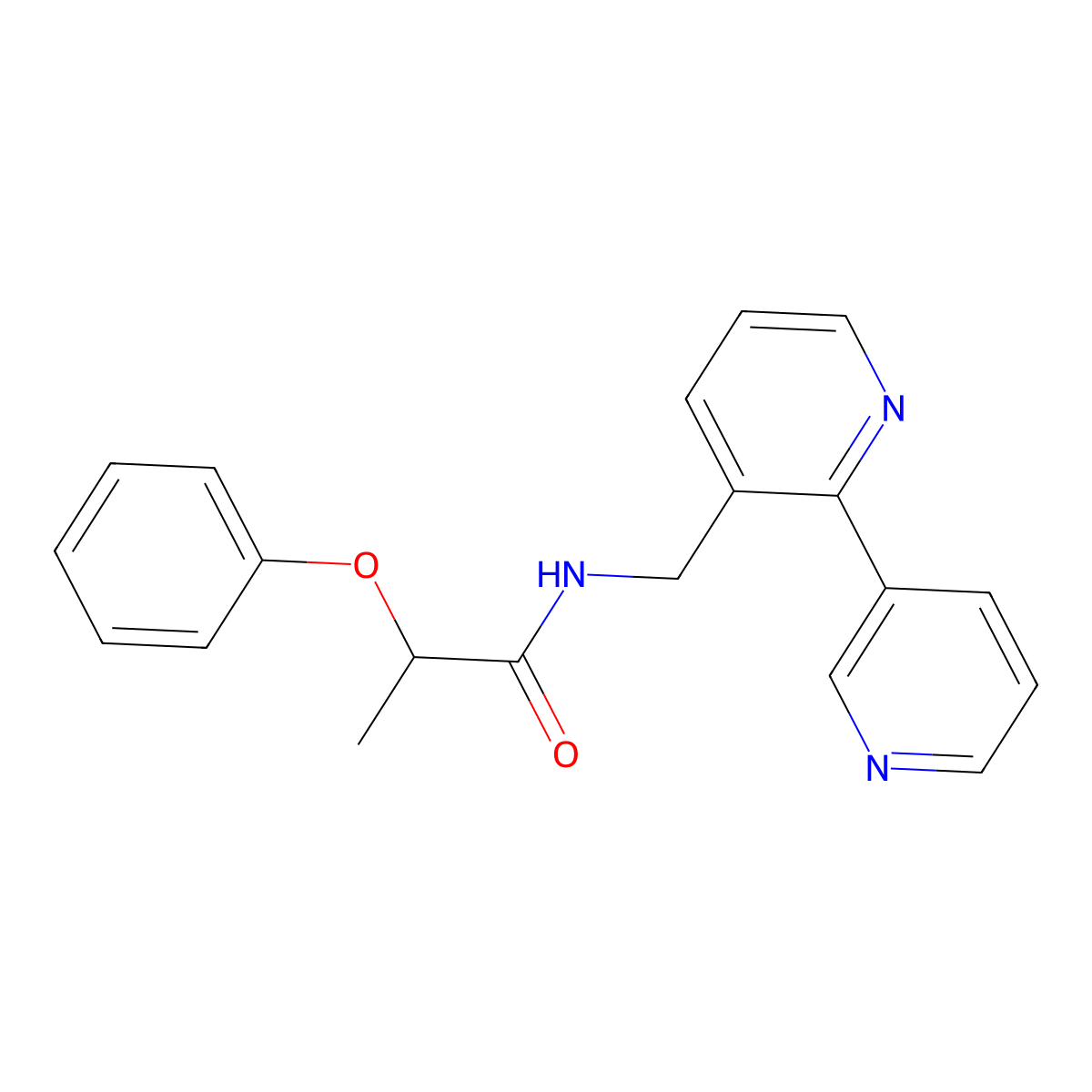 N-({[2,3'-bipyridine]-3-yl}methyl)-2-phenoxypropanamide molecular structure, CAS 1903126-57-7