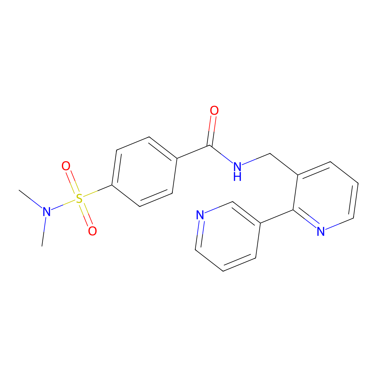 N-({[2,3'-bipyridine]-3-yl}methyl)-4-(dimethylsulfamoyl)benzamide molecular structure, CAS 1903126-87-3