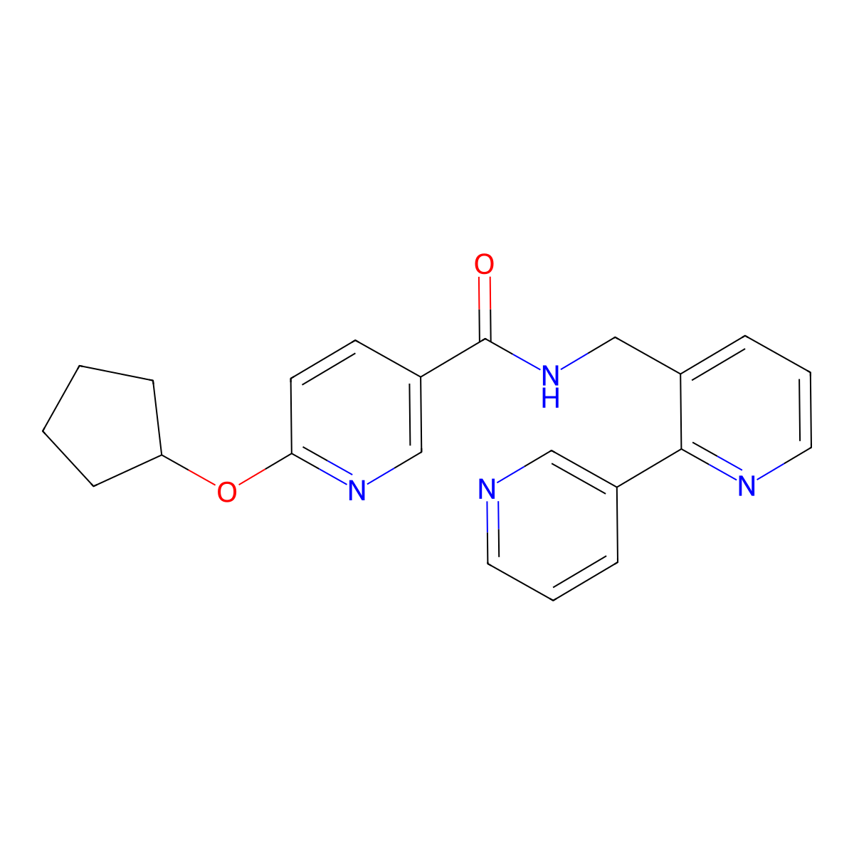 N-({[2,3'-bipyridine]-3-yl}methyl)-6-(cyclopentyloxy)pyridine-3-carboxamide molecular structure, CAS 1903127-30-9