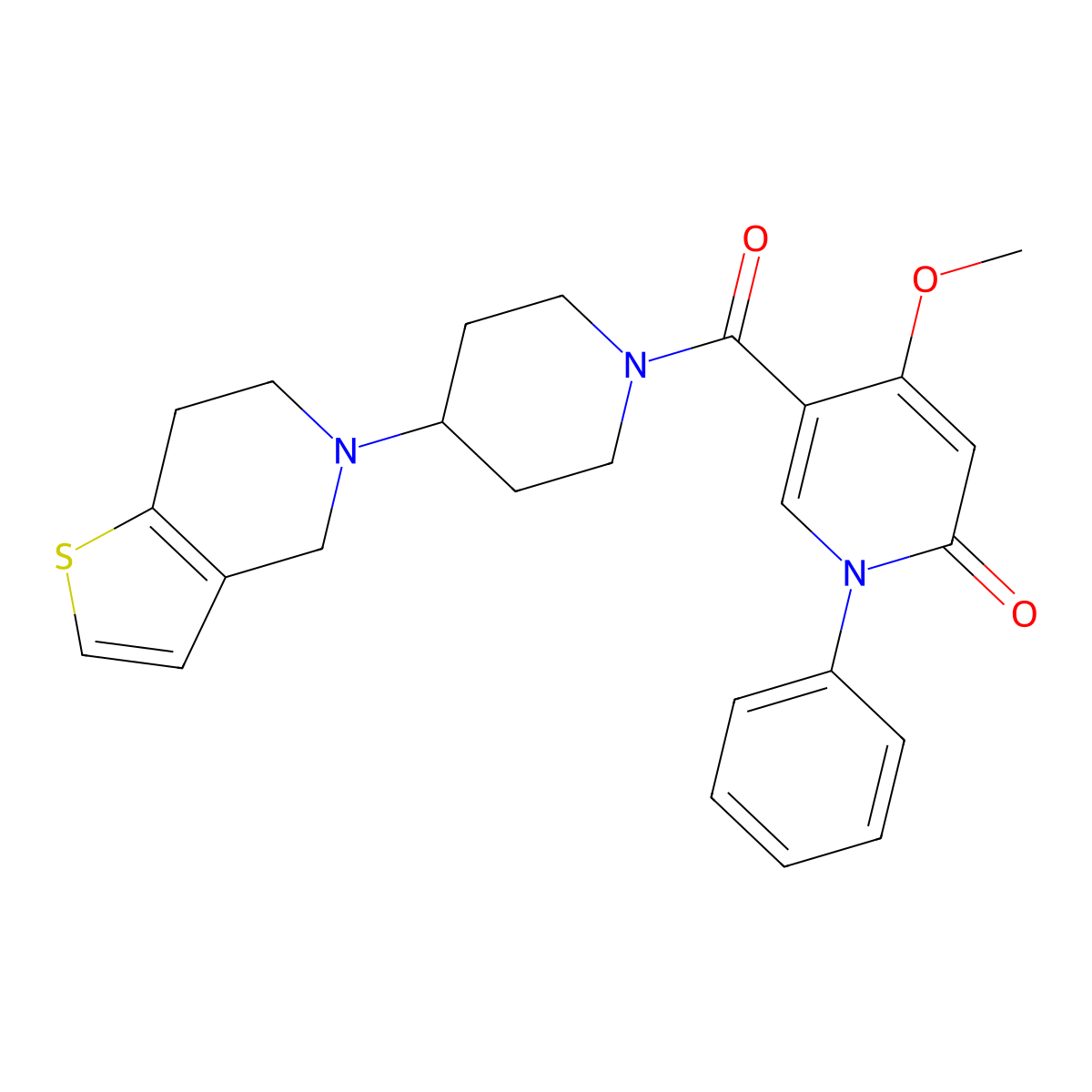 5-(4-(6,7-dihydrothieno[3,2-c]pyridin-5(4H)-yl)piperidine-1-carbonyl)-4-methoxy-1-phenylpyridin-2(1H)-one molecular structure, CAS 1903133-31-2