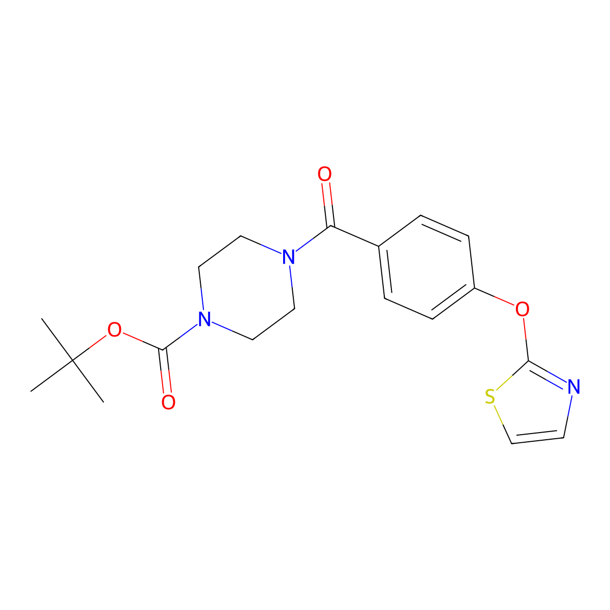 Tert-butyl 4-[4-(1,3-thiazol-2-yloxy)benzoyl]piperazine-1-carboxylate molecular structure, CAS 1903134-17-7