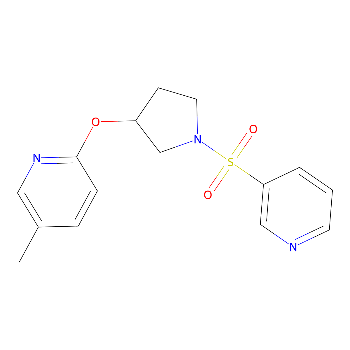 5-Methyl-2-((1-(pyridin-3-ylsulfonyl)pyrrolidin-3-yl)oxy)pyridine molecular structure, CAS 1903135-32-9