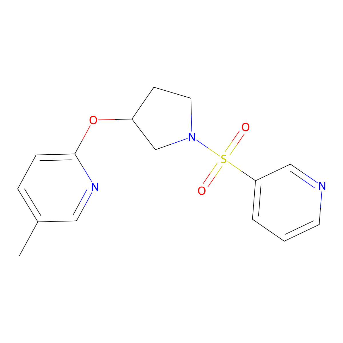 5-Methyl-2-((1-(pyridin-3-ylsulfonyl)pyrrolidin-3-yl)oxy)pyridine molecular structure, CAS 1903135-32-9