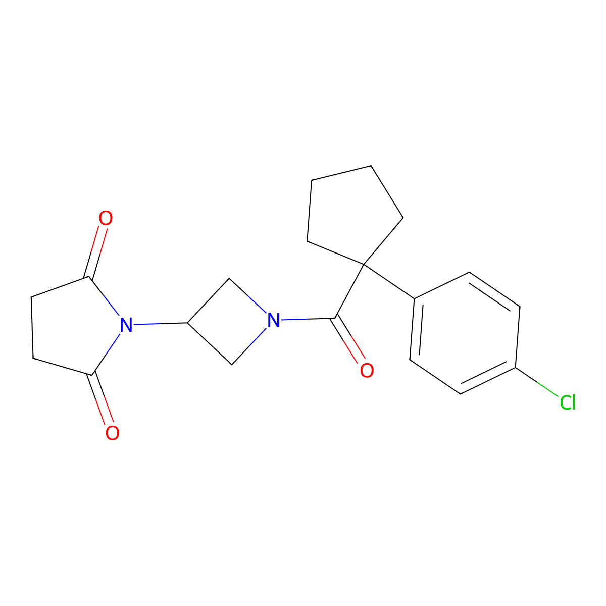 1-{1-[1-(4-Chlorophenyl)cyclopentanecarbonyl]azetidin-3-yl}pyrrolidine-2,5-dione molecular structure, CAS 1903139-00-3