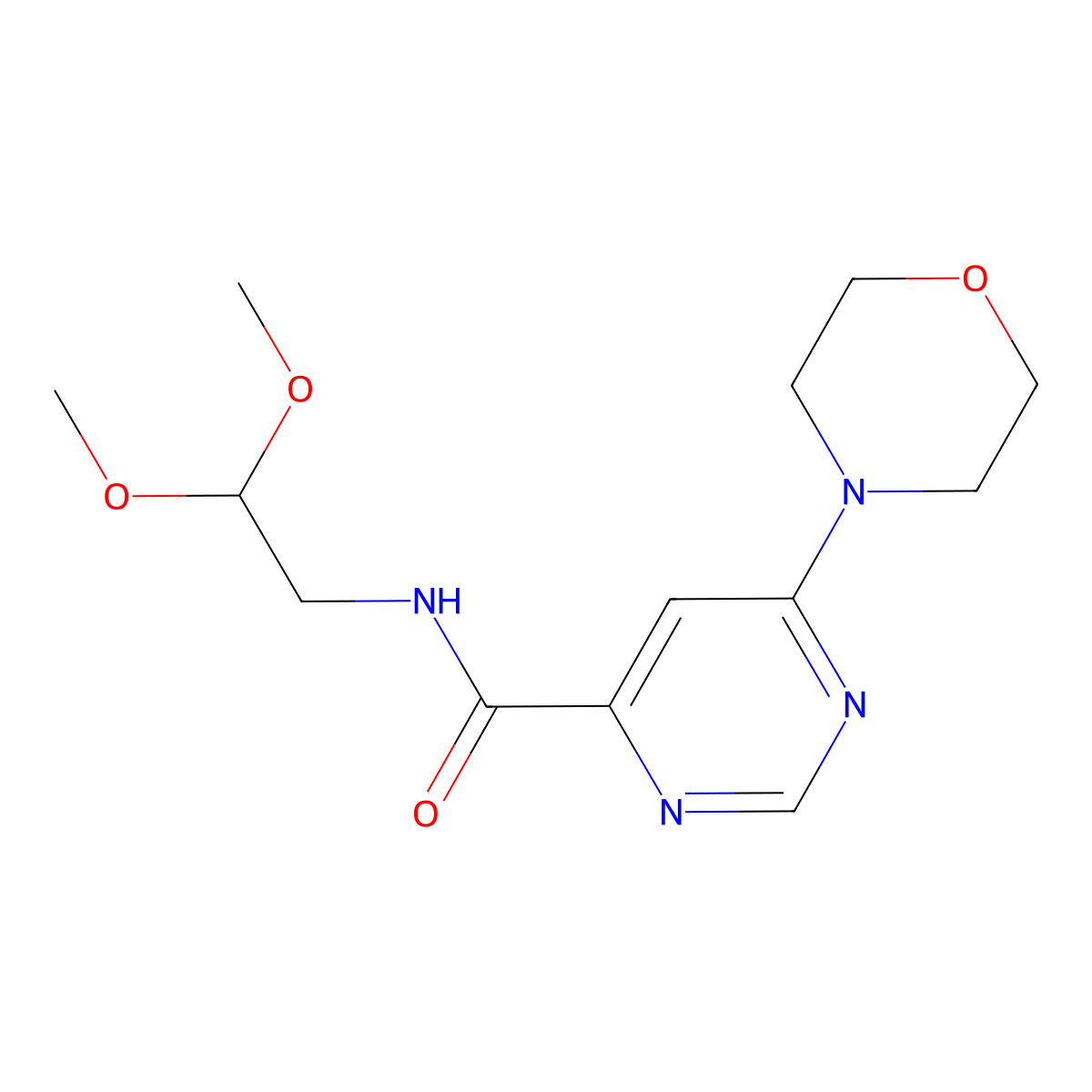 N-(2,2-dimethoxyethyl)-6-morpholinopyrimidine-4-carboxamide molecular structure, CAS 1903139-65-0
