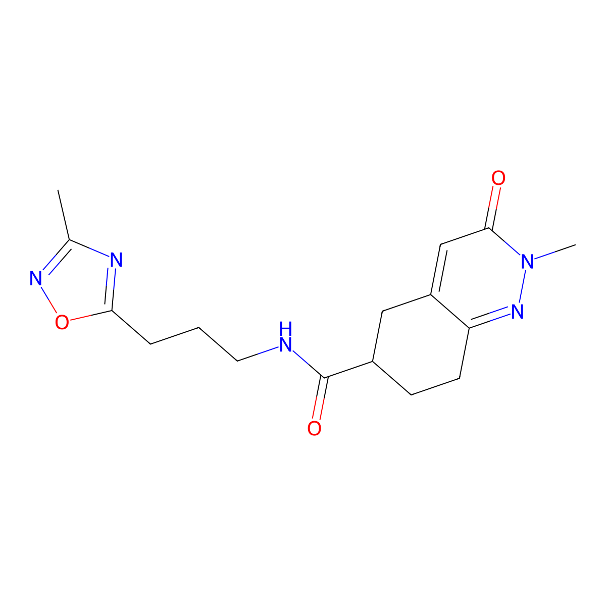 2-methyl-N-[3-(3-methyl-1,2,4-oxadiazol-5-yl)propyl]-3-oxo-2,3,5,6,7,8-hexahydrocinnoline-6-carboxamide molecular structure, CAS 1903141-98-9