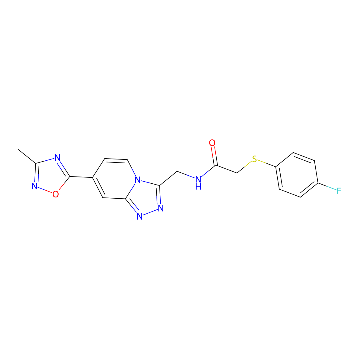 2-((4-fluorophenyl)thio)-N-((7-(3-methyl-1,2,4-oxadiazol-5-yl)-[1,2,4]triazolo[4,3-a]pyridin-3-yl)methyl)acetamide molecular structure, CAS 1903142-89-1