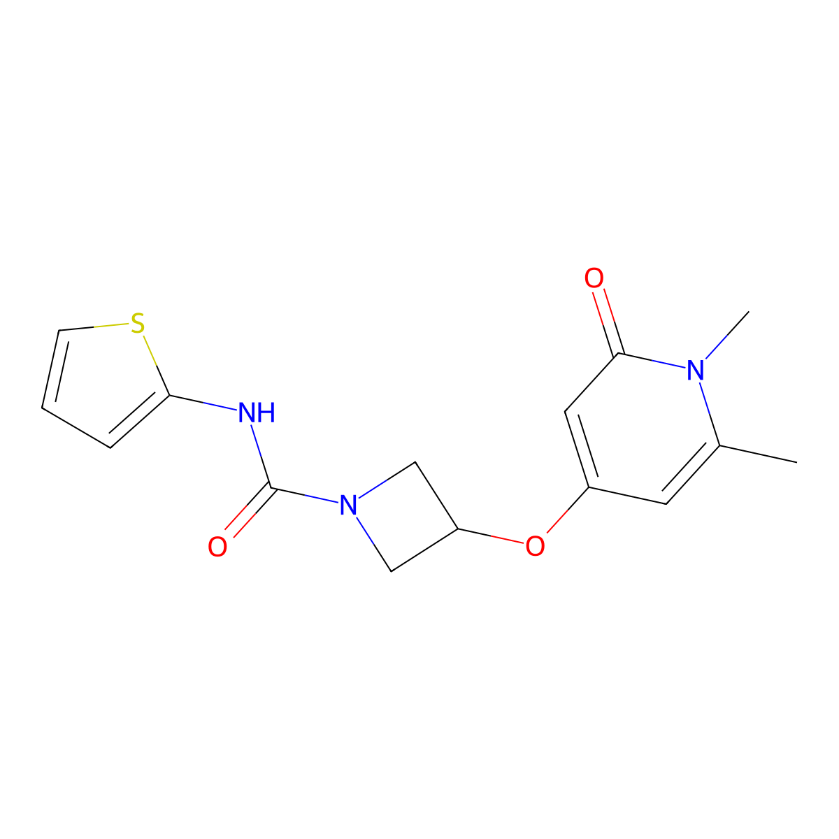 3-[(1,6-dimethyl-2-oxo-1,2-dihydropyridin-4-yl)oxy]-N-(thiophen-2-yl)azetidine-1-carboxamide molecular structure, CAS 1903144-33-1