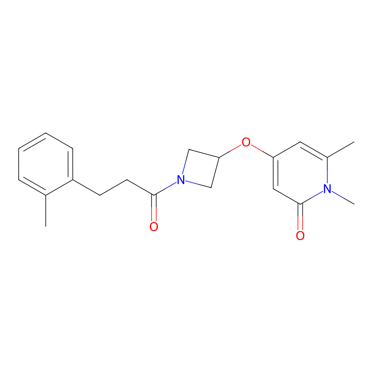 1,6-dimethyl-4-((1-(3-(o-tolyl)propanoyl)azetidin-3-yl)oxy)pyridin-2(1H)-one molecular structure, CAS 1903148-78-6