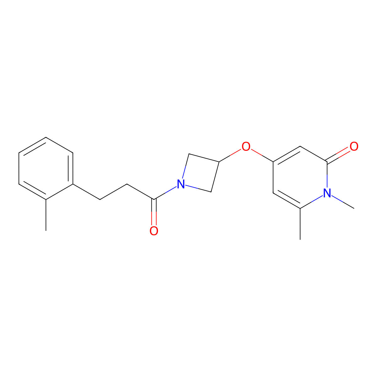 1,6-dimethyl-4-((1-(3-(o-tolyl)propanoyl)azetidin-3-yl)oxy)pyridin-2(1H)-one molecular structure, CAS 1903148-78-6